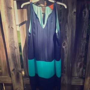 Blue color block dress